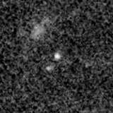 F090W image, 3.2 arcsec across, north up