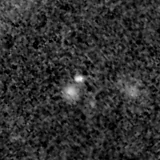 F150W image, 3.2 arcsec across, north up