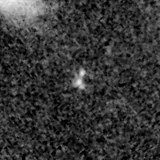 F200W image, 3.2 arcsec across, north up