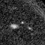 F150W image, 3.2 arcsec across, north up