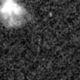 F090W image, 3.2 arcsec across, north up