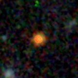 Colour composite: F444W red, F356W green, F277W blue, 3.2 arcsec across, north up