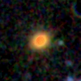 Colour composite: F444W red, F356W green, F277W blue, 3.2 arcsec across, north up