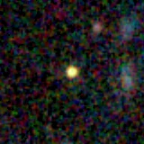 Colour composite: F444W red, F356W green, F277W blue, 3.2 arcsec across, north up