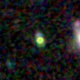 Colour composite: F444W red, F356W green, F277W blue, 3.2 arcsec across, north up