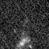F150W image, 3.2 arcsec across, north up