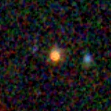 Colour composite: F444W red, F356W green, F277W blue, 3.2 arcsec across, north up