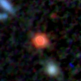 Colour composite: F444W red, F356W green, F277W blue, 3.2 arcsec across, north up