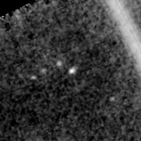 F090W image, 3.2 arcsec across, north up